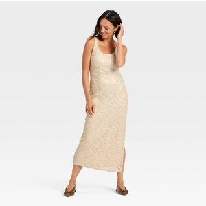A New Day Sequin Maxi Dress, Cream, Size XS, NWT